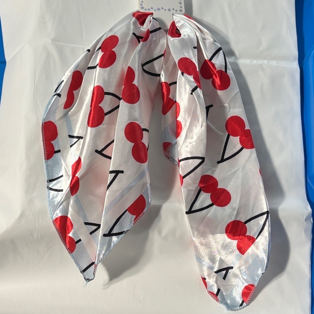 Red and White Cherry Print Fashion Scarf